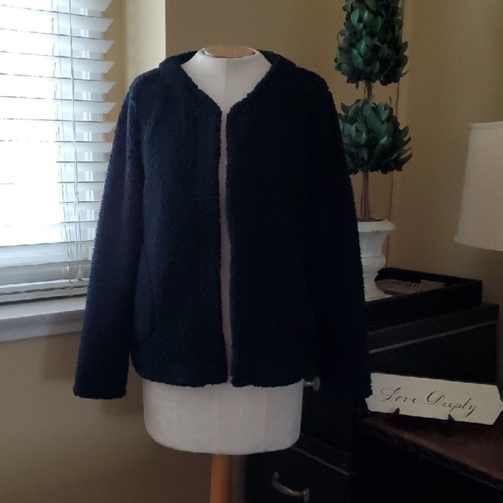 Muk Luks Cozy Black Sherpa Cardigan
